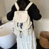 Mochila de Design de Nicho Coreano 2026 Nova Mochila com Cordão Cor Sólida Múltiplos Bolsos Mochila de Secagem Rápida Mochila Escolar