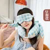 Almohada Popular Coreana en Forma de U, Alternativa Asequible a Marcas Reconocidas, Set de Protección para el Cuello con Máscara de Ojos de Espuma Viscoelástica con Cuadros Azules, Set en Caja de Regalo