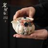 Roca Mineral Blanco Aroma Gatito Marea Floral Tetera Cerámica Portátil para Hogar Preparación Personal de Té Filtro Tetera Individual Set de Té Kung Fu