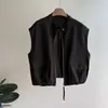 Chaleco Estilo Motociclista Beishan Tongshu de Piel Sintética para Mujer, Chaqueta sin Mangas Casual Elegante Holgada para Otoño H27141