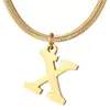 Colar com Pingente de Letra Inglesa em Aço Titânio Banhado a Ouro Real 18K, Design de Nicho, Joia Acessório Simples e de Alto Padrão para Mulheres
