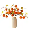 Galho de Fruta Caqui Artificial com 3 Frutas Flor Artificial Flor Seca Ornamento Caqui Ruyi Flor Falsa Decoração de Sala de Estar Exibição
