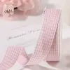 Cinta Rosa DIY Empaque de Regalo Encaje Cuadros Borde Ondulado Cinta Decorativa Accesorios para el Cabello Moño Cinta de Malla
