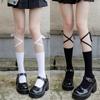 Meias de tiras estilo academia, meias cruzadas rasas, leggings, meias estilo coreano, meias de galão médio, meias femininas de algodão para o verão
