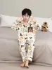 Pijama Infantil 2025 Manga Longa Novo Desenho Animado Médio e Grande Conjunto Infantil Meninos Meninos Cardigan Roupas de Casa Primavera e Outono