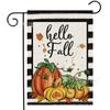 Temu Más Vendido Bandera de Jardín Otoño Acción de Gracias Rayas Hoja de Arce Calabaza Decoración de Patio Lino Doble Cara Jardín