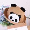 Sombrero de paja trenzada nuevo para primavera y verano, forma de dibujos animados de panda viajero para hombres y mujeres, sombrero de atracciones turísticas coreanas, venta al por mayor