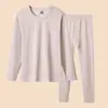 Nuevo Conjunto de Camisa y Pantalones de Terciopelo Nube Otoño Invierno para Hombre Cuadros Pequeños Capa Base Elástica Ropa Interior Térmica de Invierno para Hombre