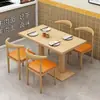 Juego de Mesa y Sillas para Comida Rápida, Diseño Sencillo, Imitación Madera Maciza, Silla de Hierro Forjado con Forma de Cuerno, Adecuado para Cafeterías, Tiendas de Té de Burbujas, Restaurantes de Postres, Mesas y Sillas Comerciales
