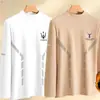 Envío RápidoCamiseta de Manga Larga para Hombre con Cuello Semi Alto y Tejido Térmico de Doble Cara, Prenda Base de Marca de Moda para Otoño