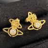Aretes Clásicos Occidentales Empress Saturno para Mujer, Vivian Nicho Artesanía de Alta Gama Diseño Tridimensional de Planeta
