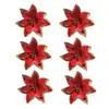 Accesorios de Navidad Flores para árbol de Navidad Decoraciones navideñas Polvo dorado Flores de Navidad Accesorios para corona de árbol de Navidad 6 flores por paquete