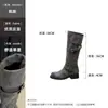 Botas altas con hebilla retro desgastada para mujer, nueva llegada de otoño, uso bidireccional, botas holgadas, botas vaqueras, botas altas hasta la rodilla para montar