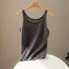 Camiseta sin mangas de punto fina 100% cachemir puro para mujer, cuenta 80, capa interior, holgada, casual, versátil