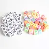 Caja de set de cuentas acrílicas de 15 mm con letras inglesas, hechas a mano, para DIY, accesorios de cuentas para niños, cuentas sueltas, cuentas cuadradas