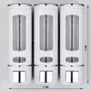 Capacidad de 400 ml, dispensador de jabón de una, dos o tres cabezas, montado en la pared, no requiere taladro, para lavado de manos y gel de ducha
