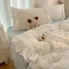 2026 Novo Estilo Coreano Classe A Veludo Leite Renda Estampada Conjunto de Quatro Peças - Sonho Versão Lençol de Cama 1.2m Conjunto de Três Peças Sonho