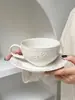 Taza de Café y Platillo Chubbycat Huaxi Retro Horneado a Torno Taza de Té de Flores para el Té de la Tarde Taza para Arte Latte Taza Latte Americano