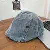 Boné casual de brim vintage, cor sólida, para circunferência da cabeça grande, para mulheres, respirável para o verão, boina que afina o rosto, boné de jornaleiro, boné de aba curta