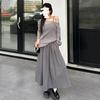 Falda Blanca de Alta Gama y a la Moda para Mujer, Estilo Nuevo de Verano, Largo Midi, Look Holgado y Adelgazante, Falda Larga Acampanada con Bajo Amplio