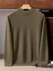 Suéter de Cashmere 100% Puro de Luxo para Homens, Fio Floral, Gola Semi-Alta, Casual de Negócios, Tricô de Caimento Solto, Camisa de Base