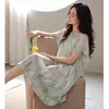 Fresco Camisón de Tencel Lyocell para Verano, Modelo Nuevo 2026 para Mujer, Vestido de Manga Corta de Alta Gama que se Puede Usar Afuera