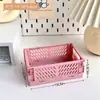 Caja de Almacenamiento Plegable para Escritorio de Dormitorio Estudiantil Cesta de Almacenamiento para Cosméticos Femeninos Papelería Colocación Plástico Cesta Pequeña
