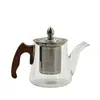 Tetera de Vidrio de Borosilicato Alto con Mango de Madera, Resistente al Calor, Adecuada para Uso Doméstico, con Separación de Té y Agua, Tetera para Flores, Fabricante
