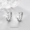 Clip para Oreja de Plata Esterlina S925 Aretes de Oso Retro Estilo Coreano Joyería Elegante Anillo de Hueso para la Oreja Moderno Accesorios de Moda Versátiles para Mujeres