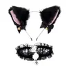 Diadema de Halloween Diadema para Actuación en Festival Set de Diadema y Collar de Chica Gato Orejas de Gato Pasador Sencillo para Niña Hermosa