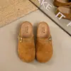 Sapatos femininos de sola grossa estilo francês, novidade primavera-verão 2026, tamancos de bico fechado para uso externo, sandálias de alta qualidade e confortáveis