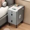 Mesa de cabeceira pequena tipo ardósia ultrafina, inteligente, simples, moderna, madeira maciça, luxo leve, armário lateral multifuncional para quarto