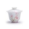 Barro de Jade Porcelana Blanca Pintado a Mano Magnolia Orquídea Color Bajo Esmalte Tazón de Dos Tapas Cerámica Kung Fu Juego de Té Taza de Té Hogar Té Individual