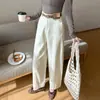 Pantalones Casuales de Algodón Tencel para Mujer, Otoño 2026, Cintura Alta, Diseño Adelgazante, Cintura Alta, Holgados, Pierna Ancha, Rectos, Nueve Puntos