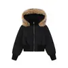 Chaqueta de Algodón con Capucha y Cuello de Piel Estilo Coreano para Mujer 2025 Invierno Nueva Chaqueta de Algodón Gruesa Cálida Cintura Delgada Corta