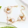 Brincos de Flor com Gotejamento de Óleo Colar Pulseira de Joias de Mão Estilo Resort na Floresta para Mulheres Design Simples de Nicho Transfronteiriço Europeu e Americano