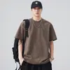 Camiseta retro japonesa de manga corta tipo pullover para hombre, nuevo estilo de verano, simple casual de alta gama, color liso, cuello redondo, talla grande, camiseta de moda