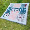 Manta de Línea Personalizada, Manta de Camping, Alfombra, Manta de Picnic, Manta de Sofá, Manta Multifuncional Estilo Étnico Bohemio