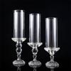 Suporte de Velas de Vidro de Cristal Alto e Baixo Transfronteiriço para Casamento ao Ar Livre à Prova de Vento Bola de Cristal Suporte de Velas de Cristal Atacado