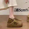 Nuevo Estilo Primavera y Otoño 2026: Tacón Invisible Interior de 5 cm para Mujeres Bajitas, Zapatos Planos Cómodos de Punta Redonda y Corte Bajo con Cierre de Doble Hebilla
