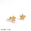 Aretes de Flor de Diamantes de Imitación de Cristal con Post de Bola para Piercing Acero Inoxidable con Galvanoplastia al Vacío en Oro de 18K Aretes de Clavo para Oreja Sensación de Alta Gama