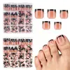 Artículo de venta caliente transfronterizo: Set de 160 piezas de puntas para uñas de los pies estilo francés, minimalistas, color nude, diseño cuadrado corto, uñas artificiales listas para usar