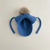 Gorro de Invierno Yipan Estilo INS con Pompón de Piel de Mapache, Gorra con Pico de Pato para Niñas, Gorro de Punto Cálido, Gorro para Bebé con Protección para los Oídos