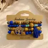 Joyería de Mano Popular Transfronteriza Europea y Americana Estilo Bohemio Árbol de la Vida Pulsera Apilable Cuerda Elástica Set de Pulseras de Cuentas de Madera