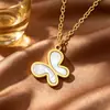 Colar Borboleta Corrente de Clavícula Feminina Temperamento Simples Celebridade da Internet Conjunto de Luxo Leve Nicho Pingente Estilo Floresta Estudante Pérola Branca