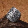 Anillo de plata lisa para hombre, anillo ancho abierto de dragón chino Tenglong, anillo cloisonné, corte retro, anillo para hombre al por mayor