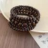 Pulsera de Madera con Grano Color Café Estilo Vintage Retro, Pulsera de Lujo Ligero de Gama Alta, Joyería de Moda Transfronteriza Europea y Americana