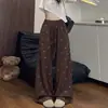 Pantalones de pierna ancha para mujer de primavera y otoño con lentejuelas de pedrería brillante, suaves y cómodos, de cintura alta, holgados y hasta el suelo para paseos tranquilos.