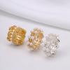 Cuentas Espaciadoras de Perla de Circonita con Agujero Grande Chapadas en Oro de 18 Quilates Incrustadas con Concha de Circonita Accesorios para Joyería Hecha a Mano DIY