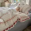 Juego de cuatro piezas estilo francés de encaje de algodón completo tipo A ins jacquard estilo coreano estilo princesa sábana de algodón puro funda de edredón dormitorio tres piezas